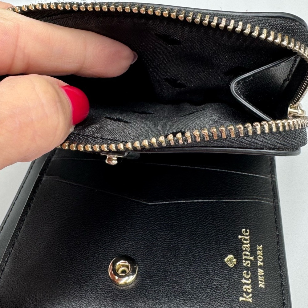 Kate Spade Staci Small Slim Bifold Wallet in Black Multi Floral - Picture 5 of 5